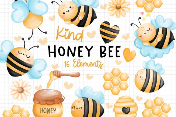 Download Watercolor Honey Bee Clipart Bundle - Clipart Collection