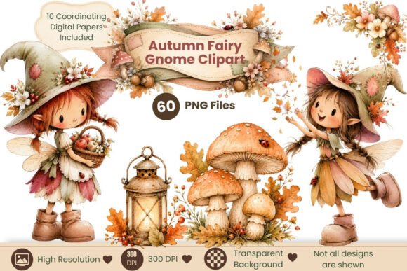 Download Autumn Fairy Gnome Clipart Bundle - Clipart Collection