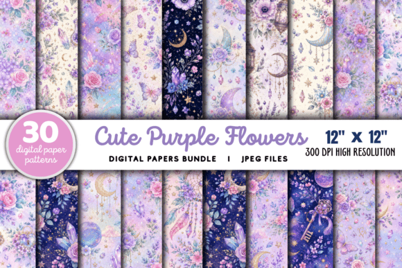 Download Cute Purple Flowers Pattern Bundle - Purple Collection