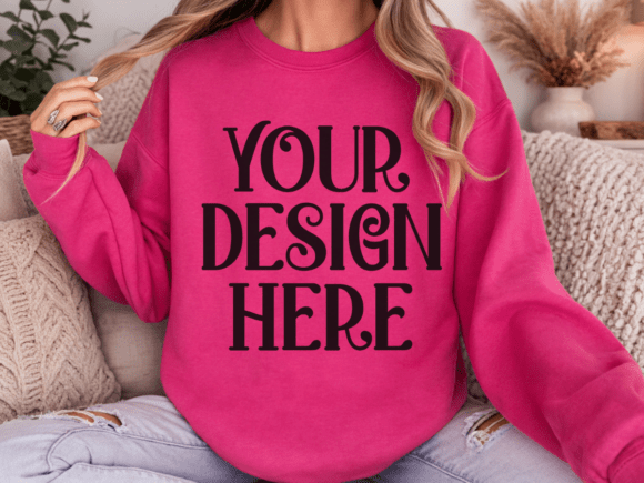 Download Gildan 18000 Heliconia Sweatshirt Mockup - Premium Resources