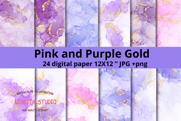 Download Pink and Purple Gold Digital Paper. - Gold digital paper Collection