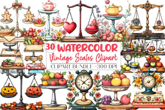 Download Watercolor Vintage Scales Clipart - Clipart Collection