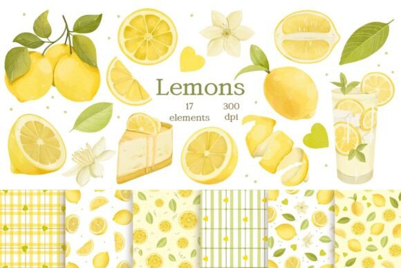 Download Lemons Watercolor Clipart, Patterns - Clipart Collection